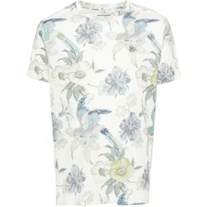 Etro, Tops, Heren, Veelkleurig, M, Katoen, Grafische Print Crew Neck T-shirts en Polos