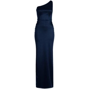 vera mont, Kleedjes, Dames, Blauw, S, Glitter Avondjurk One-Shoulder Stijl