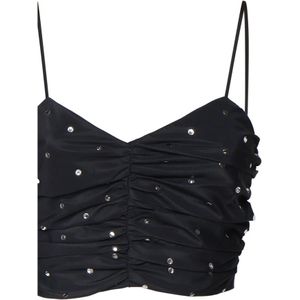 Pinko, Tops, Dames, Zwart, M, Zwarte Limousine Crop Top met Studs