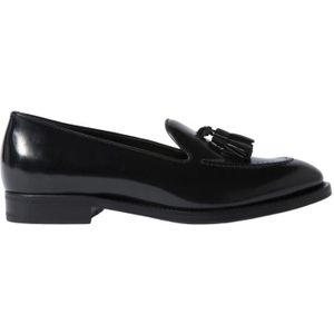 Scarosso, Schoenen, Dames, Zwart, 37 EU, Leer, Klassieke zwarte tassel loafers