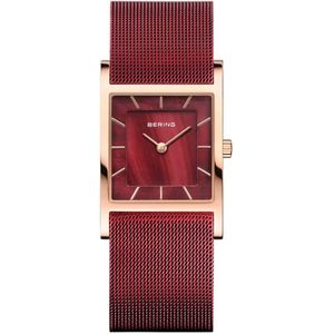 Bering, Accessoires, Dames, Geel, ONE Size, Rode Stalen Dames Quartz Horloge