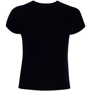 Vince, Tops, Dames, Zwart, S, Polyester, Zwart T-shirt met korte mouwen