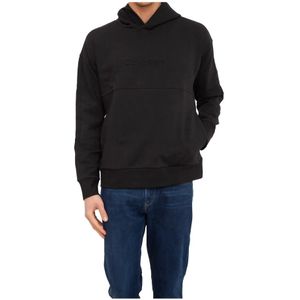 Calvin Klein, Sweatshirts & Hoodies, Heren, Zwart, S, Katoen, Zwaargewicht gebreide hoodie
