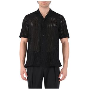Tagliatore, Sangallo Cutout Overhemd Zwart, Heren, Maat:XL