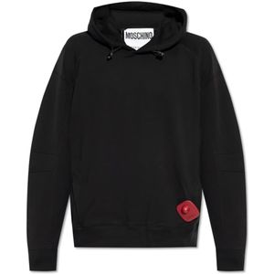 Moschino, Sweatshirts & Hoodies, Heren, Zwart, L, Katoen, Katoenen sweatshirt