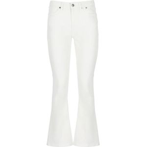 Dondup, Broeken, Dames, Wit, W26, Katoen, Witte Katoenen Jeans met Juweelknoop