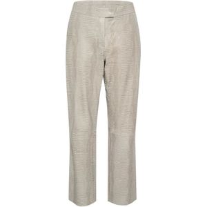 Karen by Simonsen, Flint Gray Slangenhuid Leren Broek Beige, Dames, Maat:S