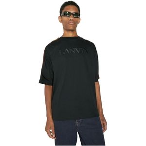 Lanvin, Aztec-Weave Oversized T-Shirt Zwart, Heren, Maat:XL