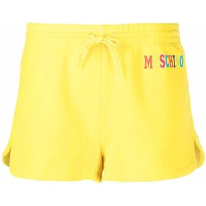 Moschino, Korte shorts van biologisch katoen met logo Geel, Dames, Maat:XS