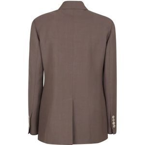 Brunello Cucinelli, Jassen, Dames, Bruin, S, Bruine Jas met Dubbele Knopenrij