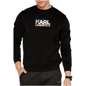 Karl Lagerfeld, Sweatshirts & Hoodies, Heren, Zwart, XL, Katoen, Zwarte Sweat Crewneck 705412-543910