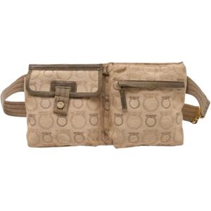 Salvatore Ferragamo Pre-owned, Pre-owned, Dames, Beige, ONE Size, Leer, Pre-owned Canvas crossbody-bags