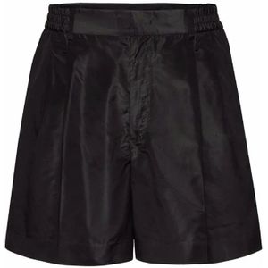 Valentino, Korte broeken, Heren, Zwart, M, Zwarte Zijden Shorts met Elastische Taille