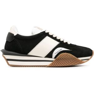 Tom Ford, Zwart Crème Lage Sneakers Veelkleurig, Heren, Maat:41 1/2 EU