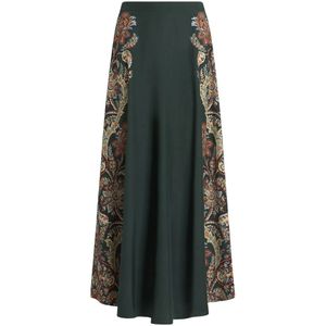 Etro, Rokken, Dames, Veelkleurig, M, Groene Paisley Zijden Lange Rok