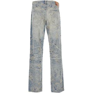 Diesel, Jeans, Heren, Blauw, W32, Denim, Blauw Denim Jacquard Destroy Fit