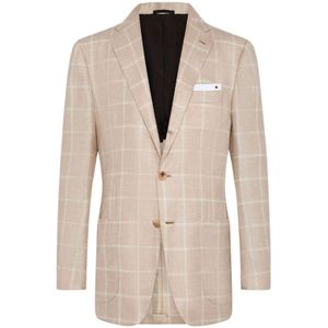 Kiton, Blazers Beige, Heren, Maat:XL