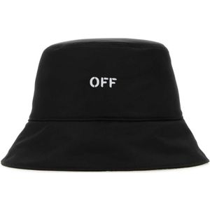 Off White, Accessoires, Heren, Zwart, L, Polyester, Zwarte polyester bucket hoed