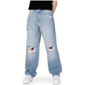 Calvin Klein Jeans, Jeans, Dames, Blauw, W26, Katoen, Blauwe Versleten Jeans