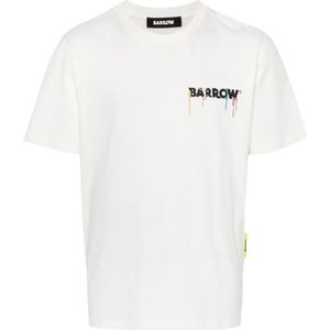 Barrow, Tops, Heren, Wit, XS, Katoen, Witte Katoenen T-shirt met Logo Print