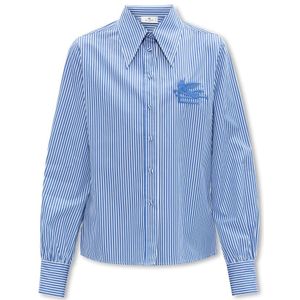 Etro, Blouses & Shirts, Dames, Blauw, M, Katoen, Gestreept shirt