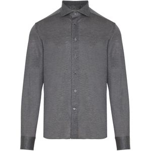 Corneliani, Overhemden, Heren, Grijs, 5Xl, Katoen, Jersey Katoenen Oxford Overhemd