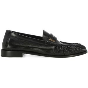 Saint Laurent, Schoenen, Heren, Zwart, 41 EU, Leer, Zwarte Leren Loafer Schoenen Ss 22