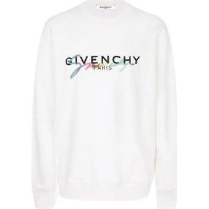 Givenchy, Sweatshirts & Hoodies, Heren, Wit, S, Katoen, Wit Classic Fit Sweatshirt
