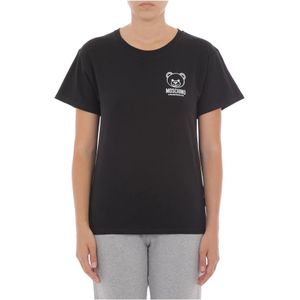 Moschino, Zwarte T-shirts en Polos Zwart, Dames, Maat:L