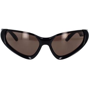 Balenciaga, Accessoires, unisex, Zwart, 64 MM, Rechthoekige omwikkelende zonnebril