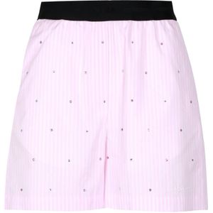 Msgm, Korte broeken, Dames, Roze, S, Roze shorts met hoge taille en strass-steentjes