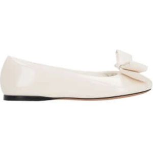 Loewe, Witte Leren Ballerina Schoenen met Strik Wit, Dames, Maat:38 EU