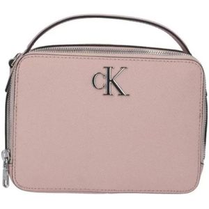 Calvin Klein, Tassen, Dames, Roze, ONE Size, Polyester, Roze handtas met ritssluiting en schouderband
