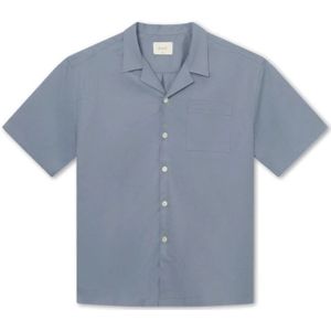 Forét, Overhemden, Heren, Blauw, L, Katoen, Korte Mouw Overhemd Katoen Linnen Mix