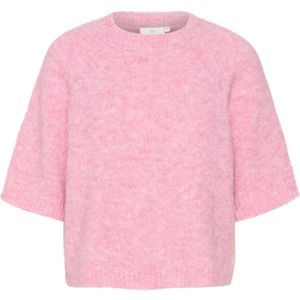 Kaffe, Truien, Dames, Roze, L, Cropped Gebreide Pullover Festival Fuchsia