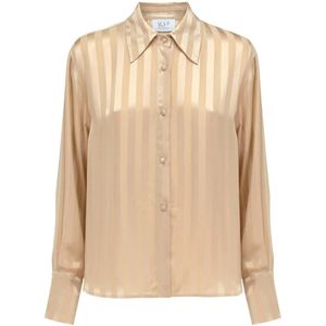 MVP wardrobe, Blouses & Shirts, Dames, Beige, 2Xs, Verticaal Gestreepte Viscose Shirt