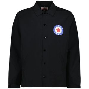 Kenzo, Overhemden, Heren, Zwart, M, Nylon, Klassieke Shirt Doel Logo Print