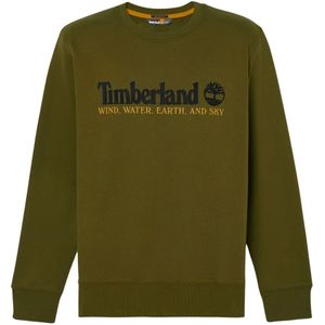 Timberland, Sweatshirts & Hoodies, Heren, Groen, L, Katoen, Grote Logo Print Trui