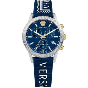Versace, Accessoires, unisex, Blauw, ONE Size, Heren Chronograaf Horloge met Multifunctie