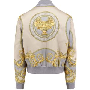 Versace, Jassen, Heren, Veelkleurig, M, Polyester, Gouden jas met ritssluiting