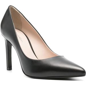 Calvin Klein, Schoenen, Dames, Zwart, 39 EU, Zwarte Leren Gesloten Neus Pumps