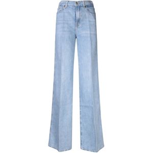 7 For All Mankind, Jeans, Dames, Blauw, W27, Katoen, Blauwe Wijde Katoenen Jeans