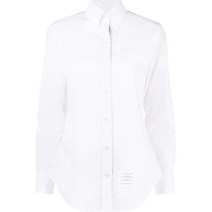 Thom Browne, Blouses & Shirts, Dames, Wit, 2Xs, Katoen, Slim-Fit Overhemd met RWB Strepen