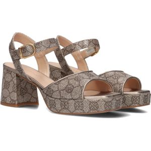 Unisa, Schoenen, Dames, Veelkleurig, 36 EU, Gouden sandalen met all-over print