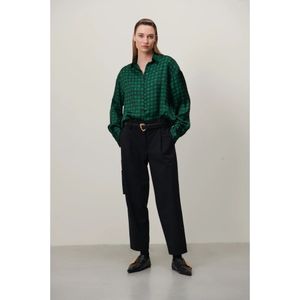 Jane Lushka, Blouses & Shirts, Dames, Groen, XS, Polyester, Stijlvolle Groene Geknoopte Blouse