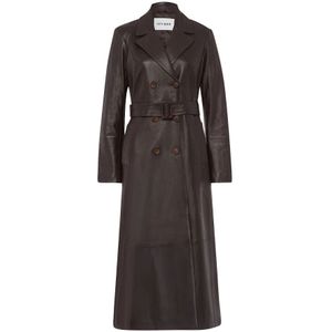 IVY Oak, Mantels, Dames, Bruin, S, Leer, Bruine leren trenchcoat midi lengte