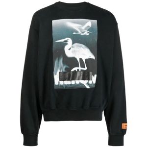 Heron Preston, Sweatshirts & Hoodies, Heren, Zwart, S, Katoen, Zwarte Sweatshirt - Regular Fit - Koud Weer - 100% Katoen