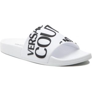 Versace Jeans Couture, Schoenen, Dames, Wit, 40 EU, Witte Versace Slippers