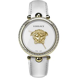 Versace, Accessoires, Dames, Wit, ONE Size, Palazzo Empire Wit Leren Horloge