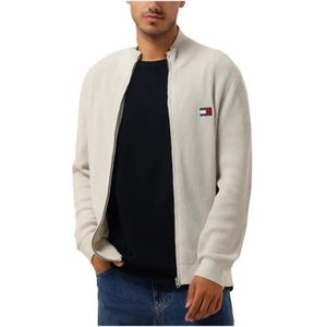 Tommy Jeans, Truien, Heren, Beige, 2Xl, Heren Slim Badge Zip Vest